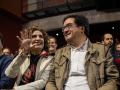 La ministra y vicesecretaria general del PSOE, María Jesús Montero (c), el secretario general del PSOE de Madrid, Óscar Lopez