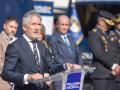 El ministro del Interior, Fernando Grande-Marlaska, durante la presentación de las nuevas unidades móviles de documentación de la Policía Nacional en Brihuega, Guadalajara