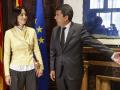 Imagen de Diana Morant y Carlos Mazón tomada en el Palau de la Generalitat