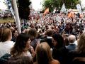 Jueces y fiscales, durante el paro de diez minutos de asociaciones de jueces y fiscales, frente a los Juzgados de Plaza de Castilla