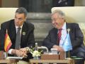El presidente del Gobierno, Pedro Sánchez junto al secretario general de la ONU Antonio Guterres en la XXXIV cumbre de la Liga Árabe en Bagdad, el pasado mes de mayo