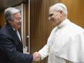 Papa León XIV con el secretario general de la ONU Antonio Guterres