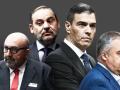 Koldo García, José Luis Ábalos, Pedro Sánchez y Santos Cerdán