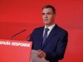 El presidente del Gobierno y líder del PSOE, Pedro Sánchez, durante su comparecencia en Ferraz