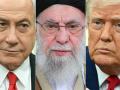 Donald Trump, Benajamin Netanyahu y Ayatollah Ali Khamenei