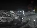 Ilustración que muestra a los astronautas de Artemis III trabajando en la Luna
