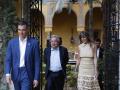 El presidente del Gobierno, Pedro Sánchez, y su mujer, Begoña Gómez, durante la cena de gala en el Palacio de las Dueñas