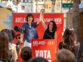 La secretaria del PSPV, Diana Morant, junto a la secretaria de organización del PSOE, Rebeca Torró, en un acto de partido