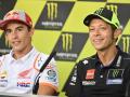 Marc Márquez y Valentino Rossi en sala de prensa