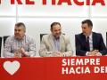 Santos Cerdán, José Luis Ábalos y Pedro Sánchez en una reunión del PSOE