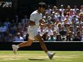 Carlos Alcaraz celebra un punto ante Fritz en las semifinales de Wimbledon