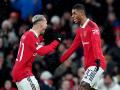 Antony y Marcus Rashford celebran un tanto del Manchester