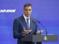 El presidente del Gobierno, Pedro Sánchez durante la rueda de prensa de este lunes en el Palacio de la Moncloa