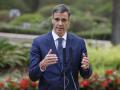 Pedro Sánchez, durante su comparecencia en el Palacio de Marivent