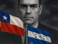 Sánchez con las banderas de Bolivia, Chile y Honduras