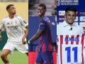 De izquierda a derecha, los futbolistas del Real Madrid Dean Huijsen y Trent Alexander-Arnold, el delantero del FC Barcelona Marcus Rashford y el atacante del Atlético de Madrid Thiago Almada.

DPA / EUROPA PRESS
13/8/2025 ONLY FOR USE IN SPAIN