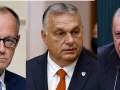 El canciller alemán Friedrich Merz, el primer ministro húngaro Viktor Orbán y el presidente de Turquía, Recep Erdogan