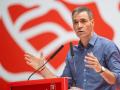 El presidente del Gobierno, Pedro Sánchez, interviene durante la Fiesta de la Rosa del PSC