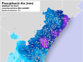 Imagen del mapa de precipitaciones registradas hasta las cuatro de la tarde