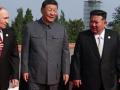 Xi Jinping, Vladímir Putin y Kim Jong-un durante el gran desfile militar que se celebró en Pekín a principios de septiembre