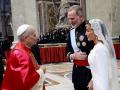 Don Felipe y Doña Letizia, el pasado mayo con el Papa León XIV tras la misa de inicio de su pontificado