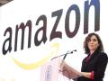 La presidenta de la Comunidad de Madrid, Isabel Díaz Ayuso, en el Centro Logístico de Amazon de Alcalá de Henares, en una imagen de archivo