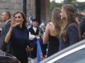 Los Reyes, la Princesa de Asturias y la Infanta Sofía, este jueves a su llegada al Auditorio en Oviedo