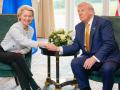La presidenta de la Comisión Europea, Ursula von der Leyen, y el presidente de EE.UU., Donald Trump