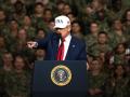 El presidente de EE.UU. Donald Trump durante un discurso ante militares de la Marina