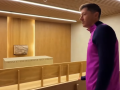 Robert Lewandowski, en la nueva capilla del Camp Nou