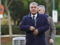 El presidente del Barcelona, Joan Laporta, llega este viernes al Juzgado de instrucción número 1 de Barcelona para declarar como testigo en el marco de la instrucción del caso Negreira