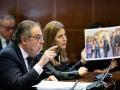 Imagen tomada este miércoles de Gerardo Camps interrogando a Santos Cerdán en el Senado