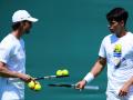 Juan Carlos Ferrero y Carlos Alcaraz, durante un entrenamiento