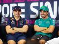 VERSTAPPEN Max (ned), Red Bull Racing RB19, ALONSO Fernando (spa), Aston Martin F1 Team AMR23, portrait during the 2023 Formula 1 Singapore Airlines Singapore Grand Prix, 15th round of the 2023 Formula One World Championship from September 15 to 17, 2023 on the Marina Bay Street Circuit, in Singapore - Photo Florent Gooden / DPPI