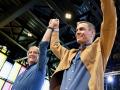 Carlos Martínez y Pedro Sánchez, en un mitin en León