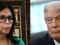 A la izquierda Delcy Rodríguez y a la derecha Donald Trump