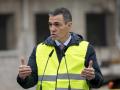 El presidente del Gobierno, Pedro Sánchez, durante el acto de demolición de los primeros edificios del acuartelamiento de Campamento