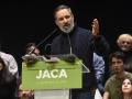 El líder de Vox, Santiago Abascal, durante un mitin de precampaña en Jaca, Huesca