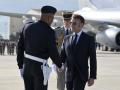 El presidente de Francia Emmanuel Macron a su llegada a la base militar de Istres