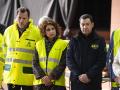 Los ministros Óscar Puente y María Jesús Montero, junto al presidente de Andalucía, Juanma Moreno, en Adamuz