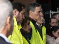 Pedro Sánchez junto a María Jesús Montero y Óscar Puente, el lunes en Adamuz