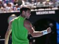 Carlos Alcaraz, en su partido ante Yannick Hanfmann en el Open de Australia