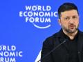 El presidente de Ucrania, Volodímir Zelenski, habla durante la reunión anual del Foro Económico Mundial