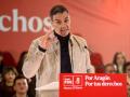 El presidente del Gobierno, Pedro Sánchez, este domingo en un mitin en Huesca
