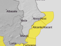 Mapa de Aemet con el aviso amarillo en la Comunidad Valenciana este miércoles 4 de febrero de 2026