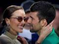 Novak Djokovic and Jelena Djokovic in their singles final tennis match of the ATP World Tour Finals at the Pala Alpitour, in Turin, Italy, Sunday, Nov. 20, 2022.