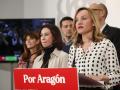 La candidata del PSOE a la Presidencia del Gobierno de Aragón, Pilar Alegría, en la noche electoral