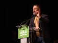 El presidente de VOX, Santiago Abascal, interviene durante la presentación del candidato en Ávila