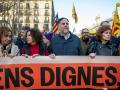 El presidente de ERC, Oriol Junqueras, hace unos días, en la manifestación por Rodalies