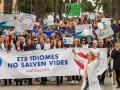 Manifestación organizada por la plataforma ciudadana Mos Movem contra el requisito lingüístico en 2018